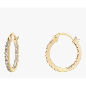 PAVOI 14K Gold Plated 925 Sterling Silver Post Cubic Zirconia Hoop Earrings